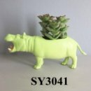 Green hippo animal terracotta garden pot