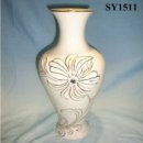 11" cream glazed flower arrangement vase