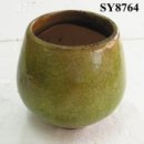 Green glazed antique garden planter pot