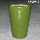 Ceramic round green flower pot