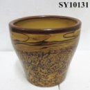 Round painting wooden design garden flower pot