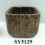 NEW SERIES (Cube shape) finish imitating wood squared clay flowerpot