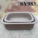 Unglazed handmade rectangular bonsai pot