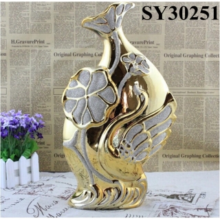 Elegant gold plating ceramic flower vase