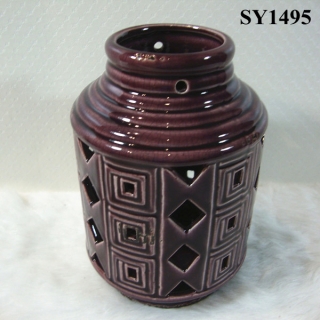 8.3" agate red indoor decoration ceramic candle holder